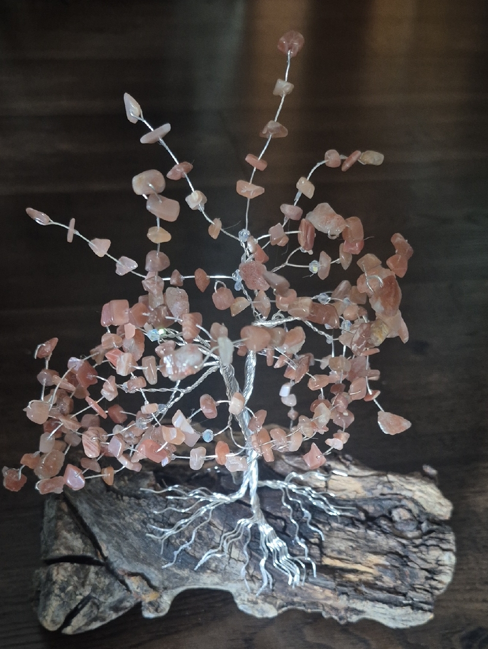 Rose (Quartz Gemstone?) Tree Sculpture - Decorative Home Art